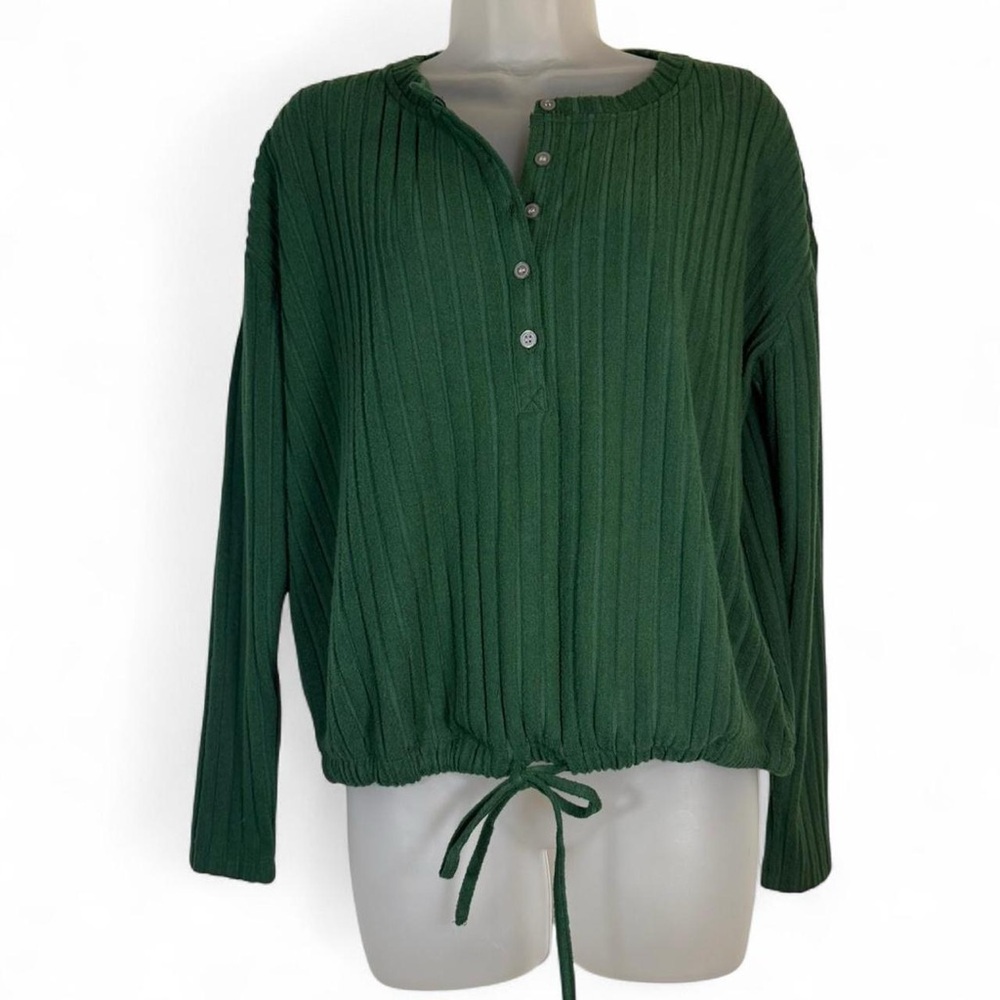 Lou & Grey Forest Green Ribbed Long Sleeve Top